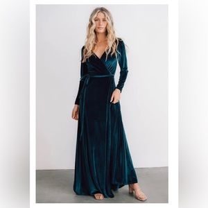 Baltic Born Esmeralda Velvet Wrap Dress Emerald
